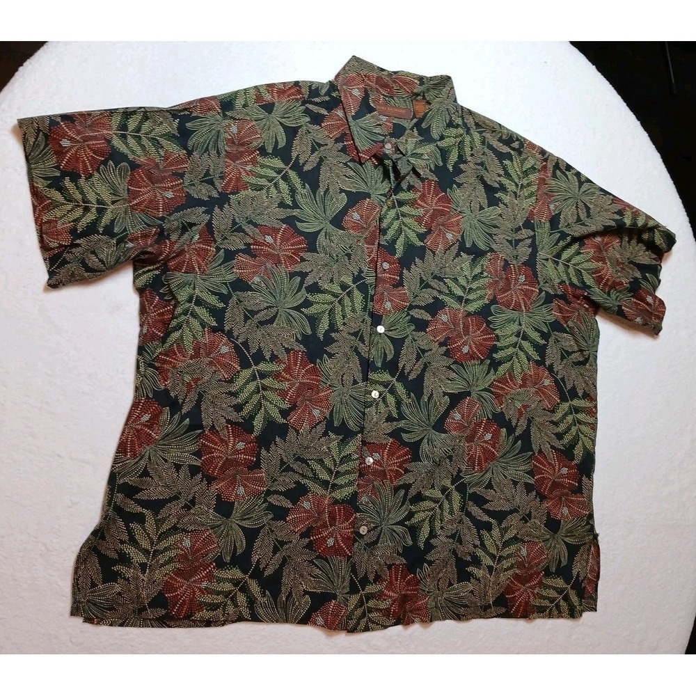 Tori Richard Honolulu Hawaiian Shirt Mens 2XB Big Cotton Lawn Dot Abstract Print